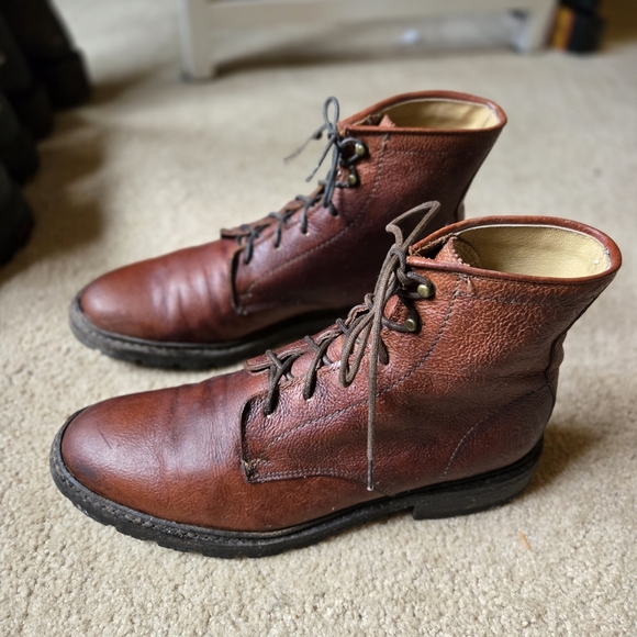 Frye Women's Lug Sole Brown Leather Combat Boots 9.5 - Picture 1 of 6